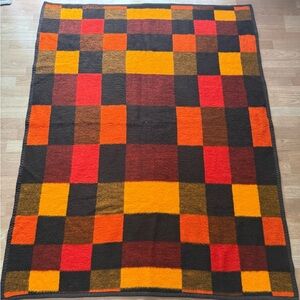 Vintage MCM Bloomingdale’s Checkered Blanket Made in West Germany 67x53